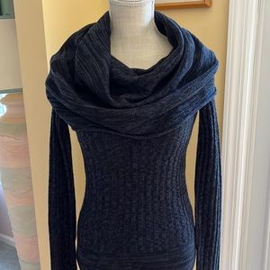 VS Moda International Cowlneck Sweater dress, Blue/black, Size XS.